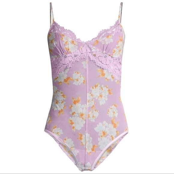 Free People Monday Morning Floral Bodysuit in Lilac Combo size Small - Picture 3 of 13